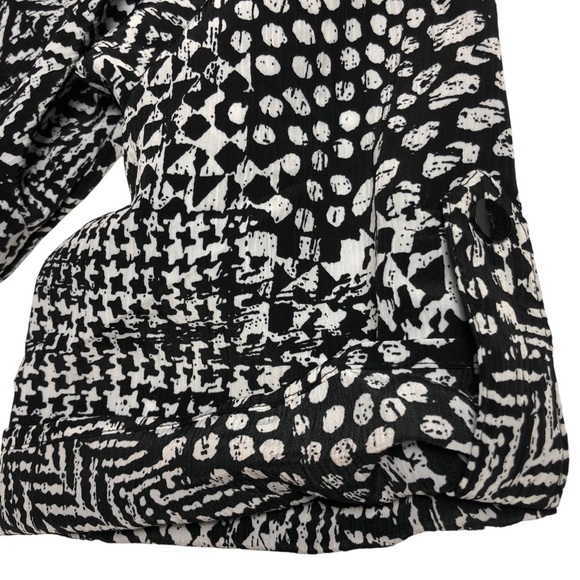 Just My Size 4X Blouse Button Up 3/4 Sleeve Built in Tank / Camisole Black White - Picture 5 of 11